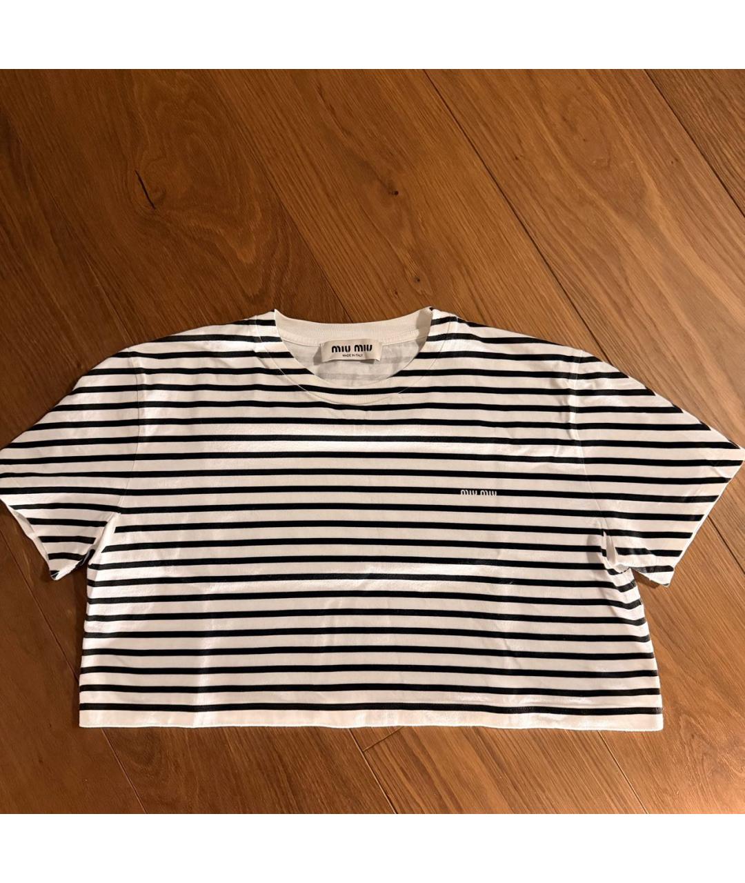 MIU MIU Белая хлопковая футболка, фото 6