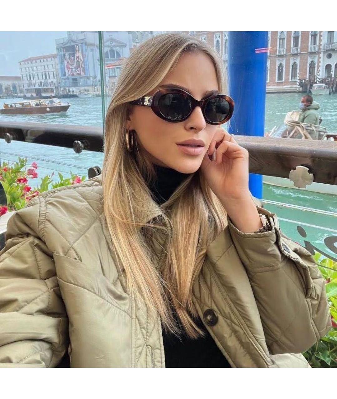 CELINE Коричневые пластиковые солнцезащитные очки, фото 5