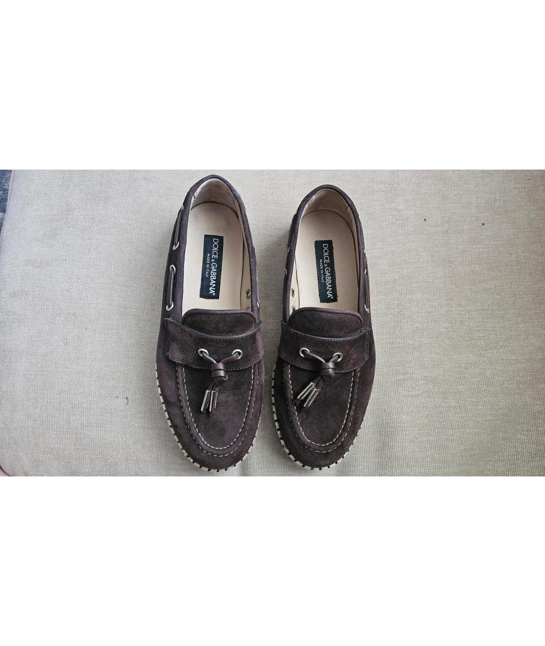 DOLCE&GABBANA Коричневые замшевые лоферы, фото 2