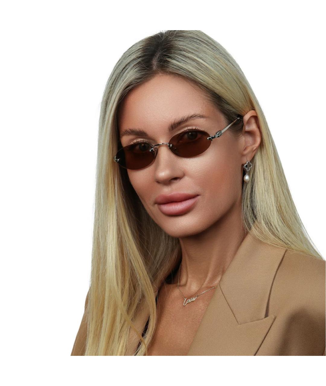 MIU MIU Коричневые металлические солнцезащитные очки, фото 4