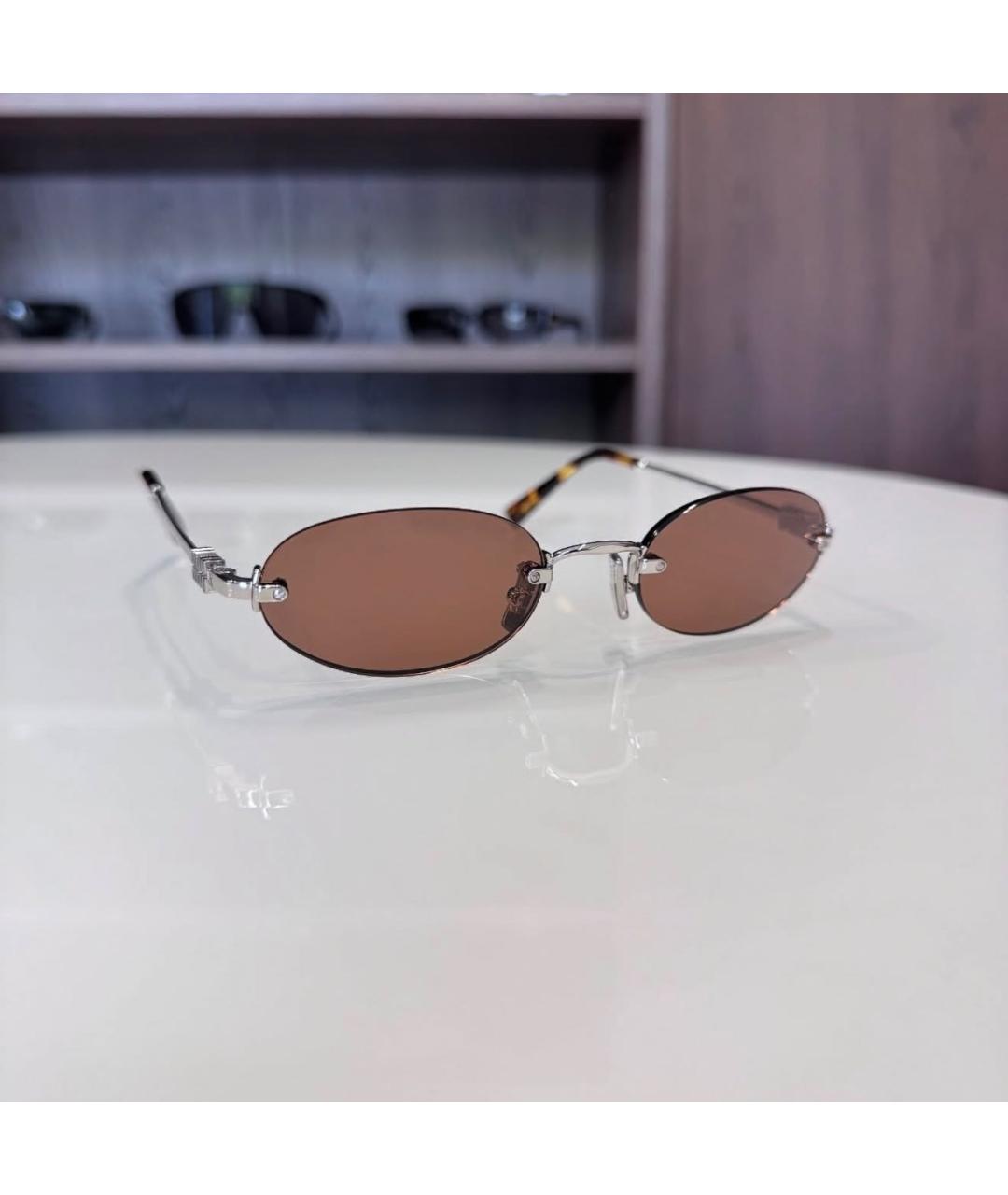 MIU MIU Коричневые металлические солнцезащитные очки, фото 3