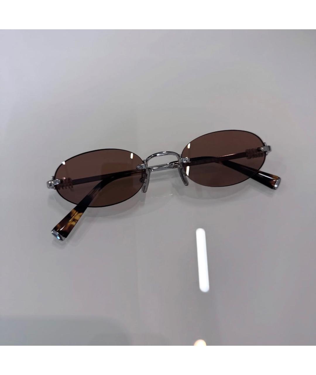 MIU MIU Коричневые металлические солнцезащитные очки, фото 2