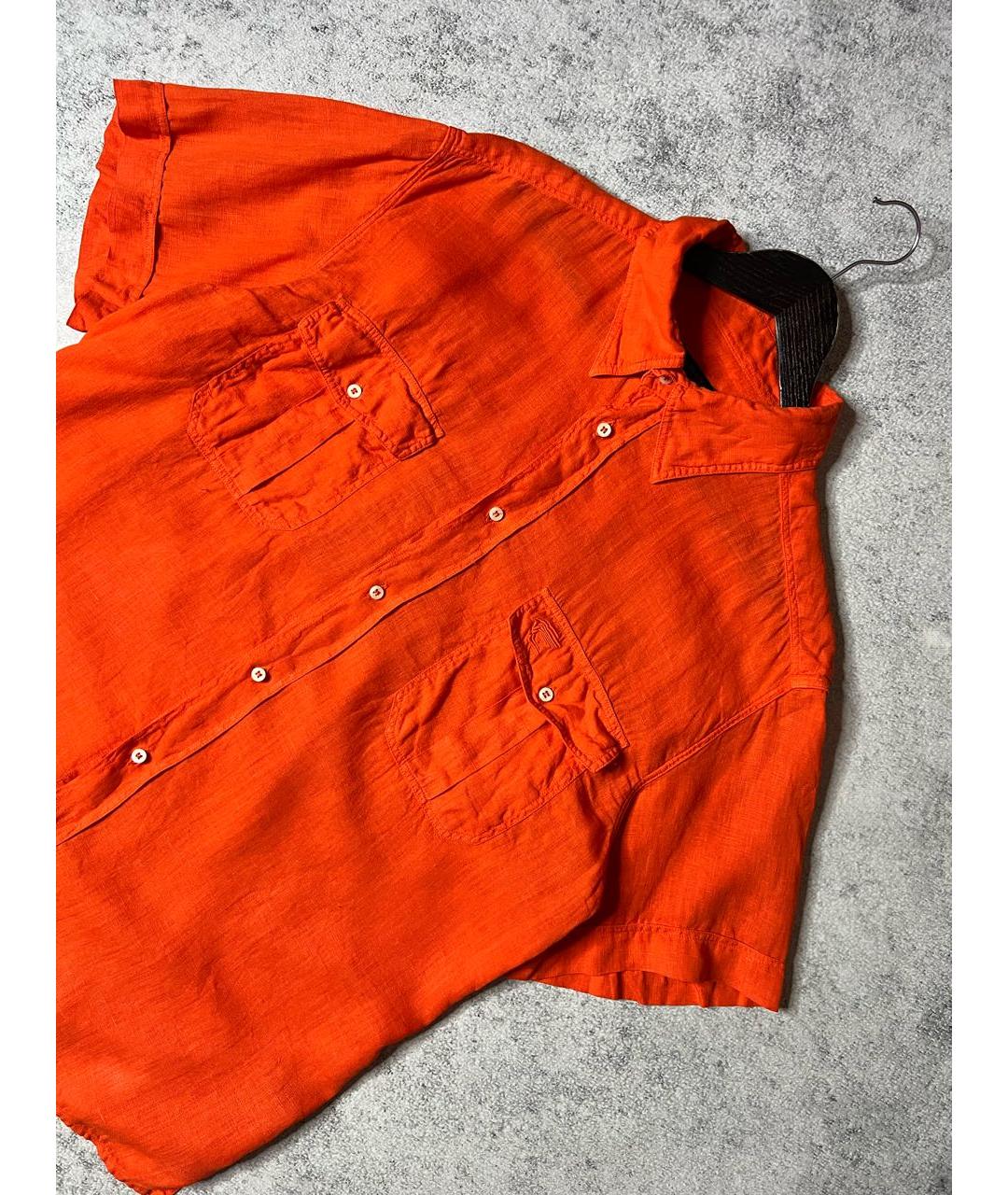 VERSACE Оранжевая льняная кэжуал рубашка, фото 2