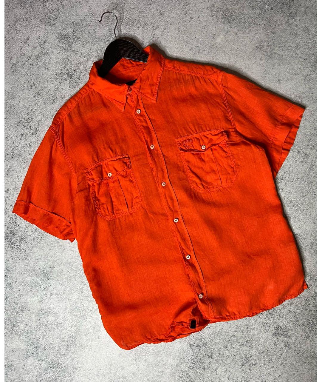 VERSACE Оранжевая льняная кэжуал рубашка, фото 8