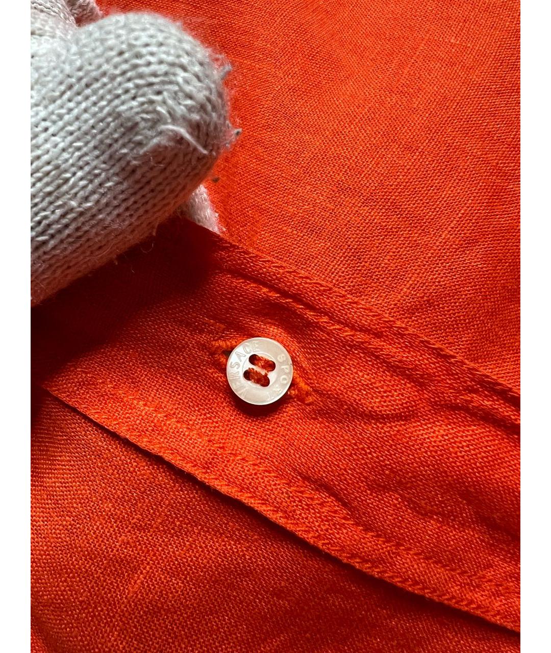 VERSACE Оранжевая льняная кэжуал рубашка, фото 6