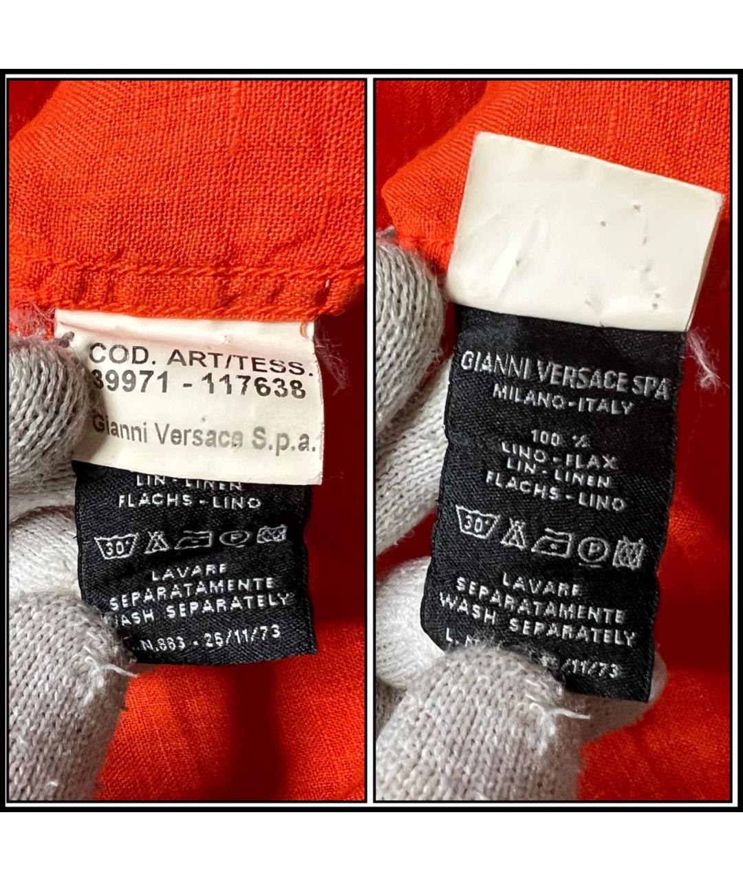 VERSACE Оранжевая льняная кэжуал рубашка, фото 7