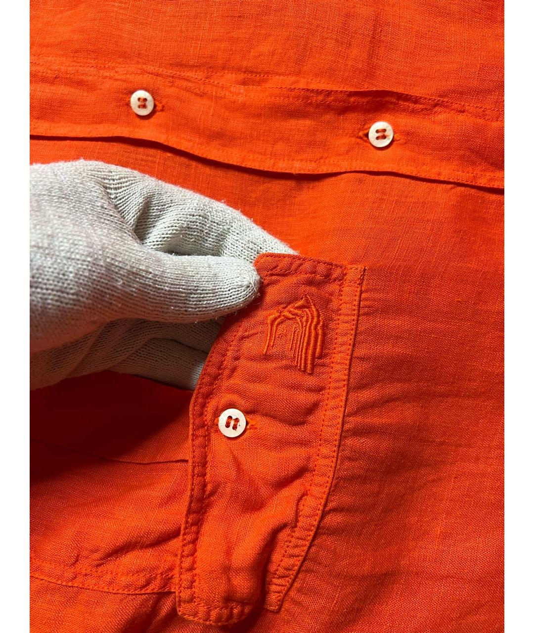 VERSACE Оранжевая льняная кэжуал рубашка, фото 3