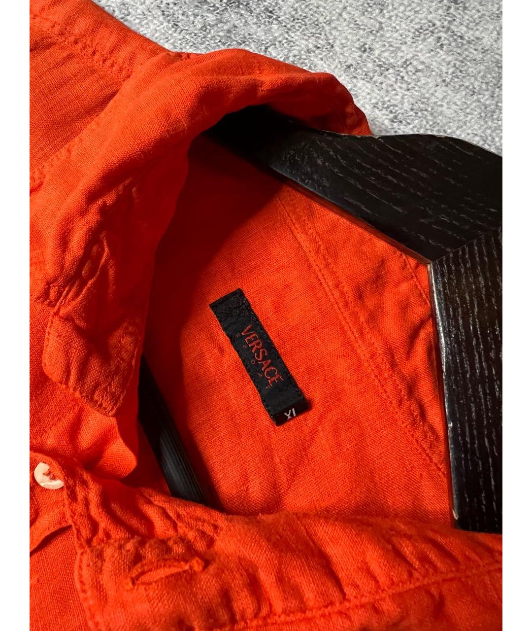 VERSACE Оранжевая льняная кэжуал рубашка, фото 5