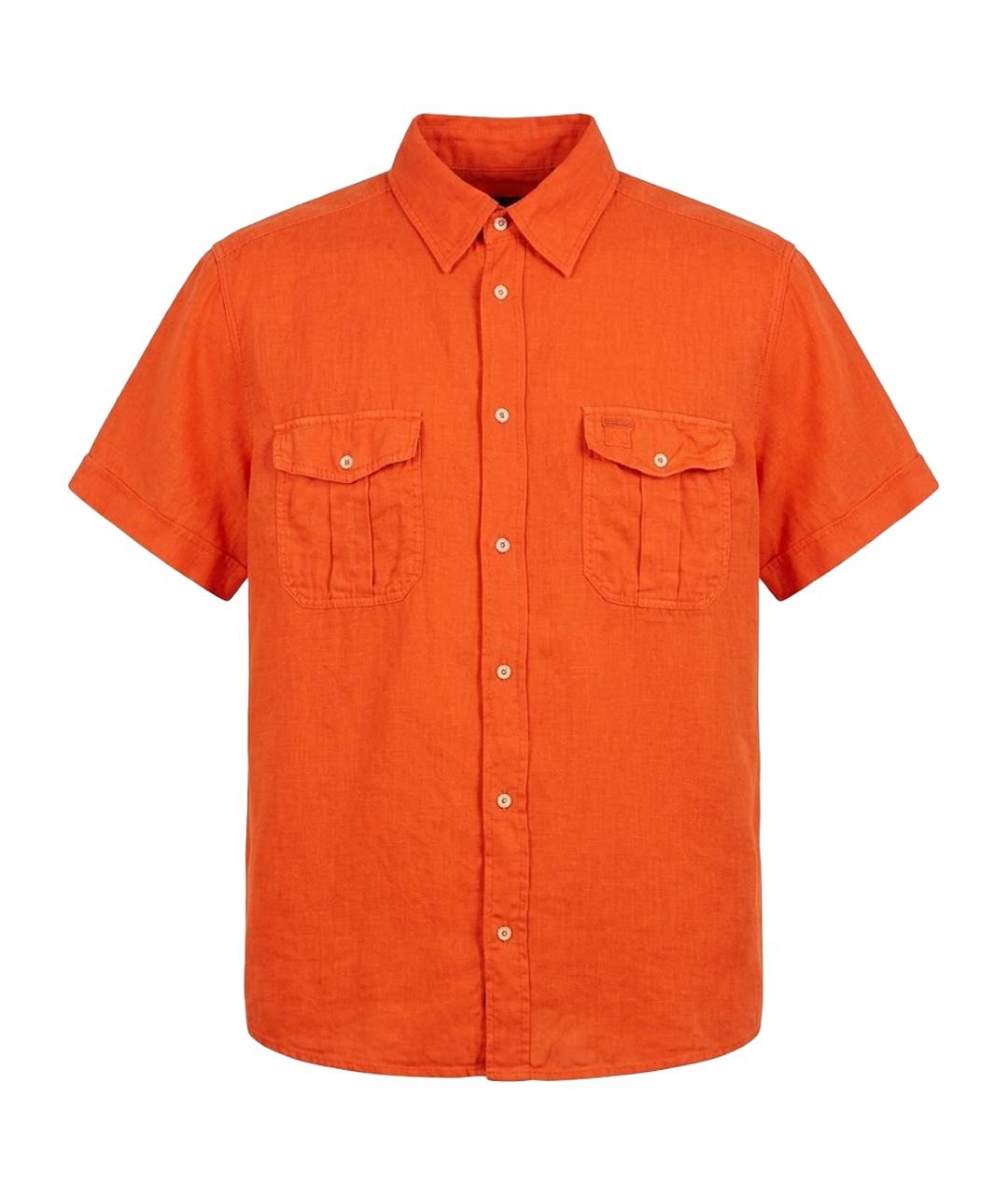 VERSACE Оранжевая льняная кэжуал рубашка, фото 1