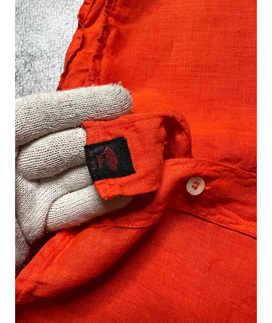 VERSACE Оранжевая льняная кэжуал рубашка, фото 4
