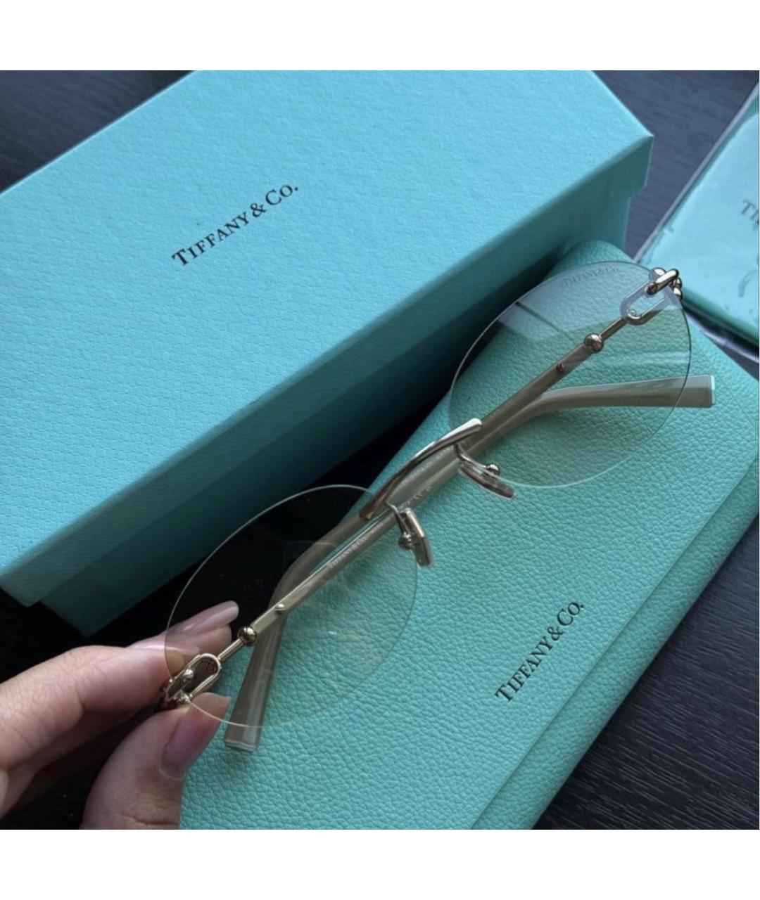 TIFFANY&CO Бежевые металлические солнцезащитные очки, фото 2