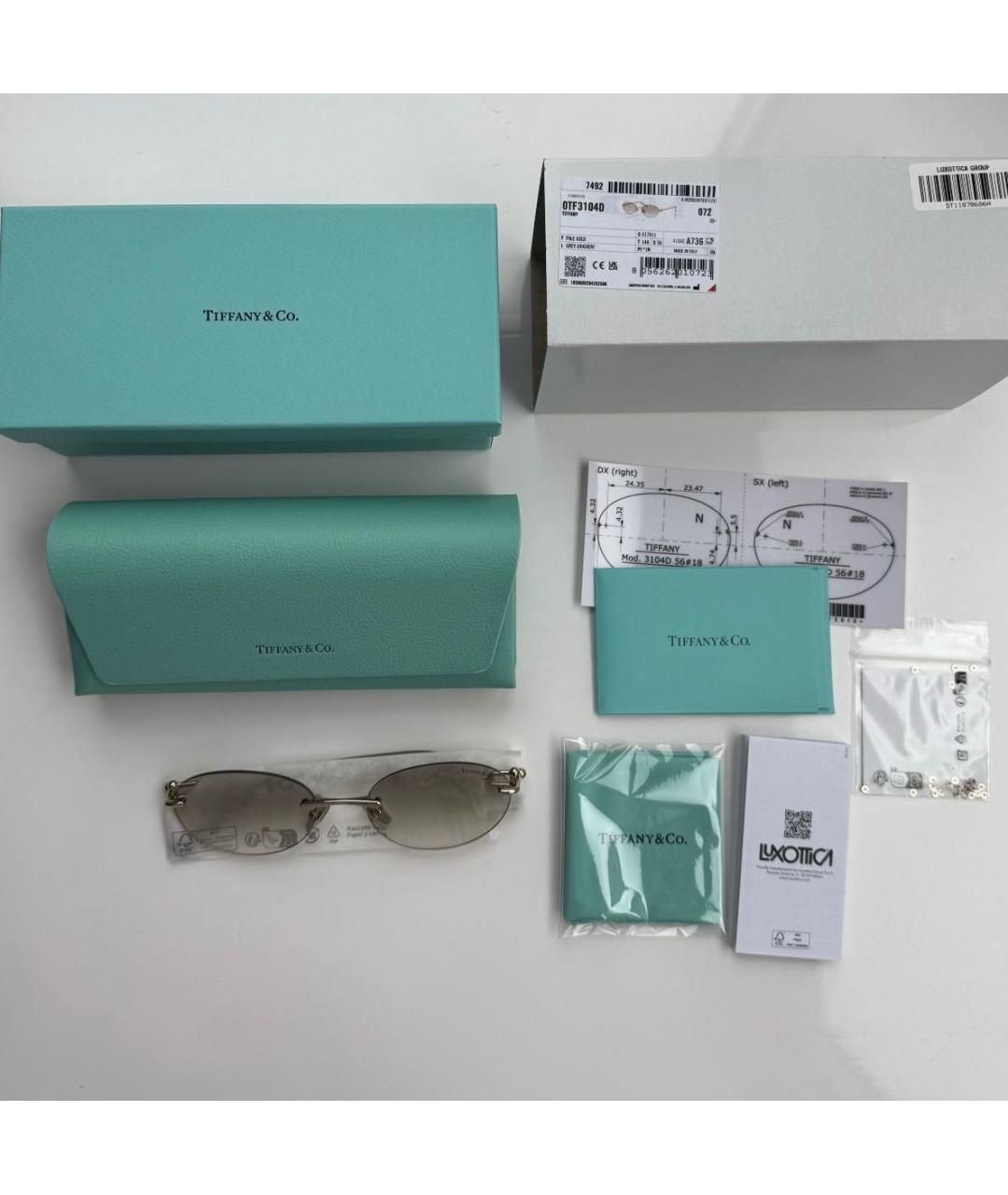 TIFFANY&CO Бежевые металлические солнцезащитные очки, фото 4