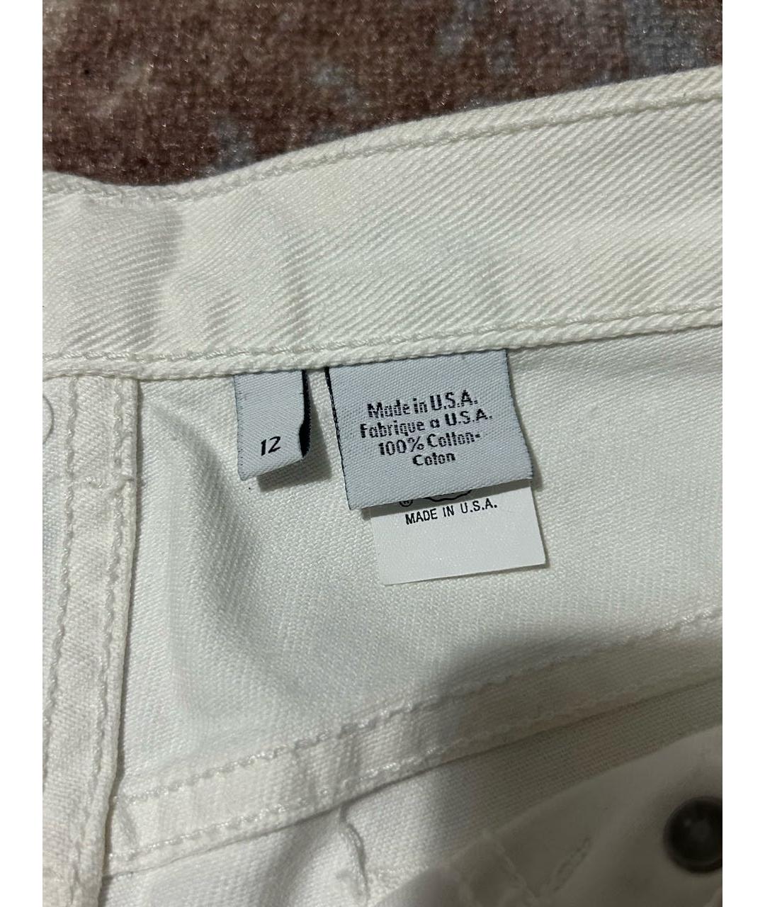 CALVIN KLEIN Белые хлопко-кашемировые джинсы слим, фото 3