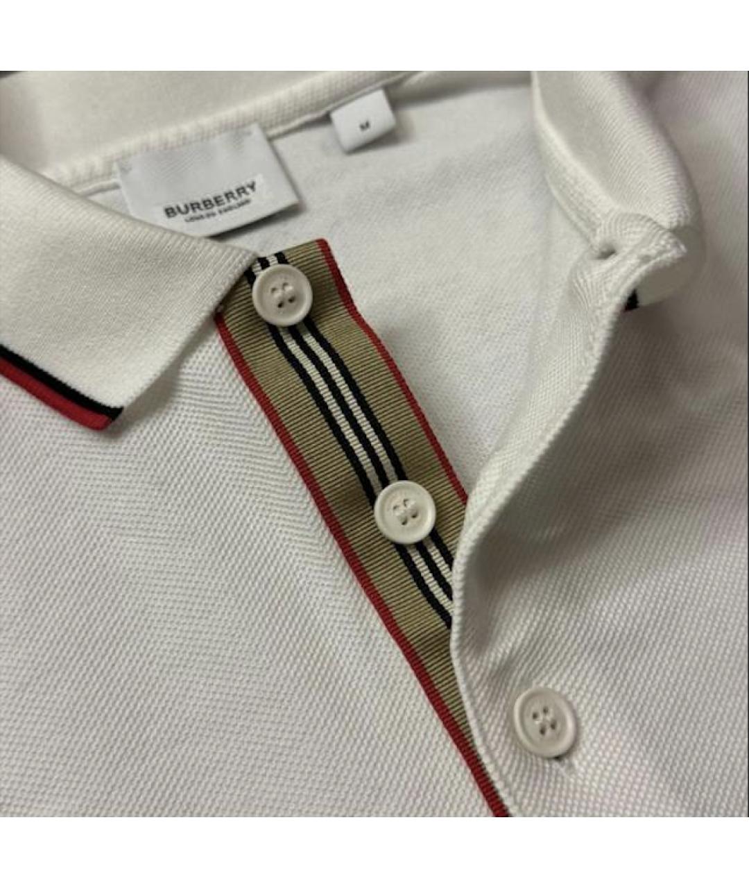 BURBERRY Белое хлопковое поло с коротким рукавом, фото 3