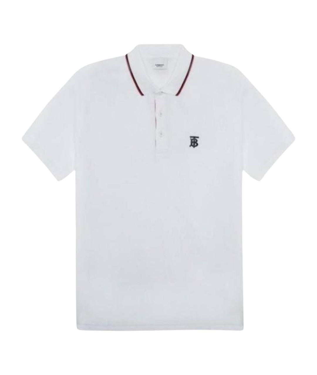 BURBERRY Белое хлопковое поло с коротким рукавом, фото 1