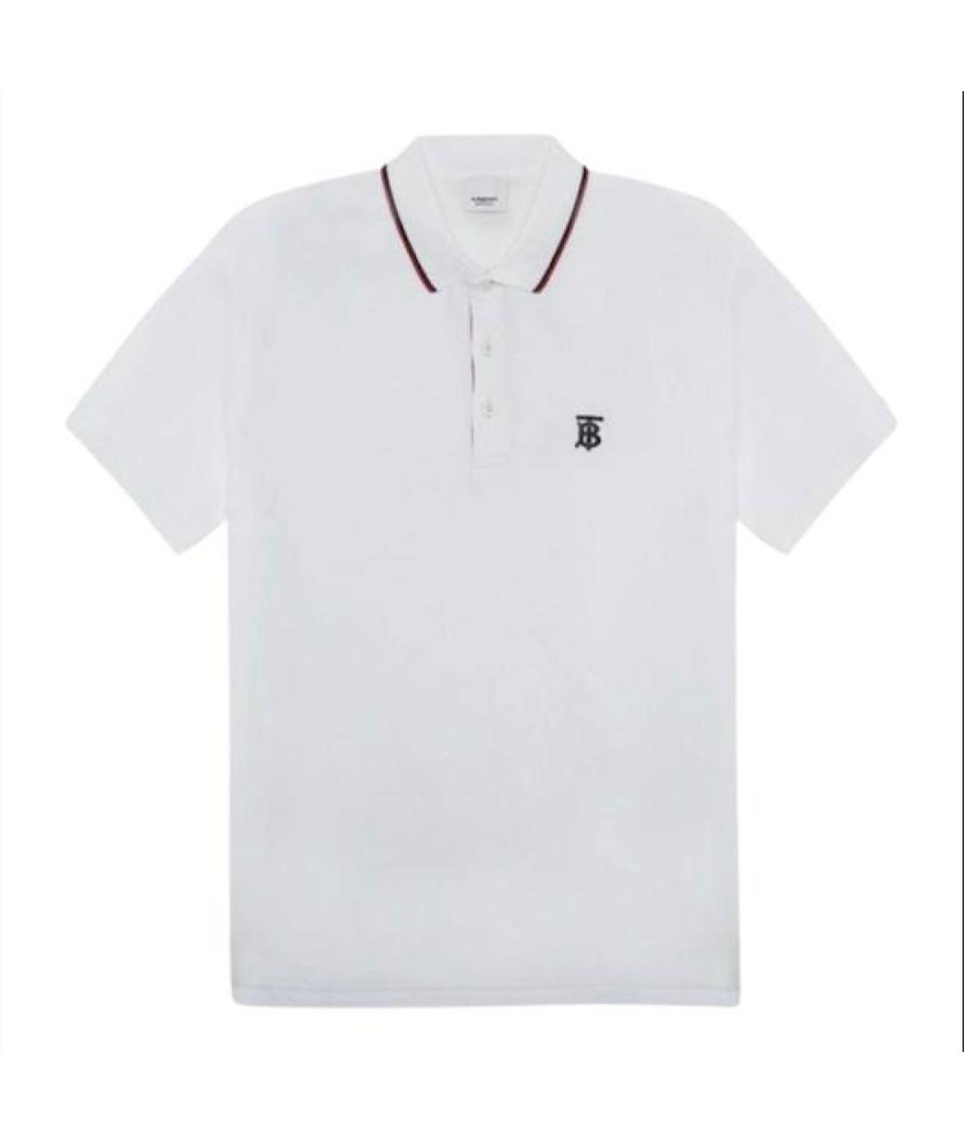 BURBERRY Белое хлопковое поло с коротким рукавом, фото 6