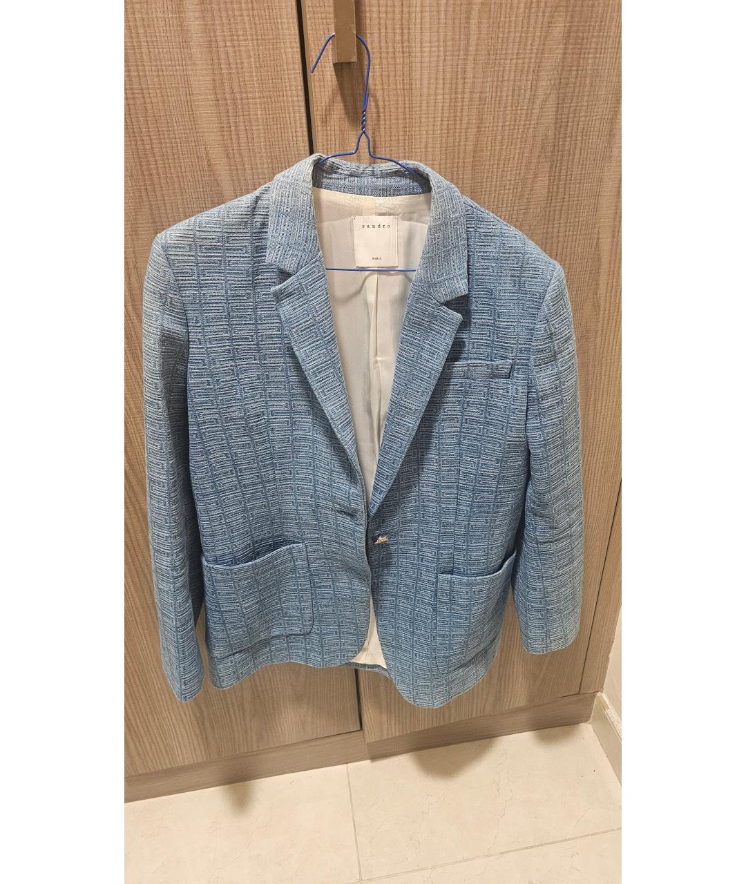 SANDRO Голубой шерстяной жакет/пиджак, фото 5