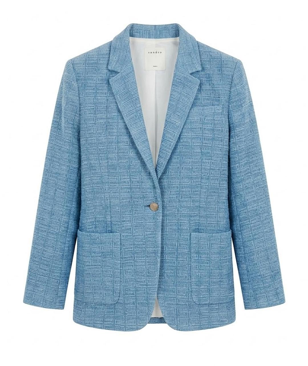 SANDRO Голубой шерстяной жакет/пиджак, фото 1