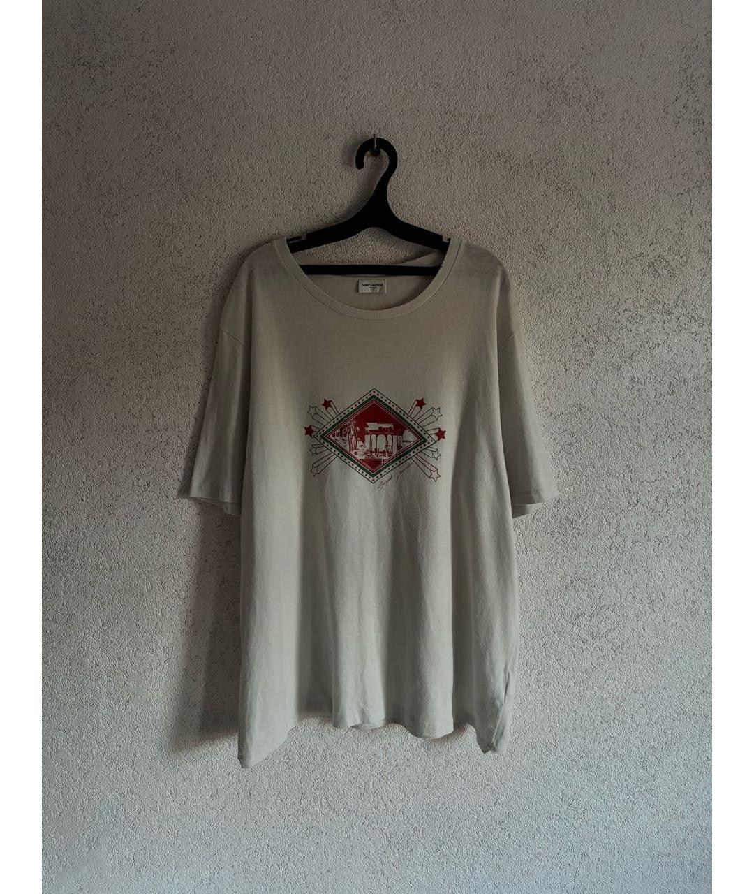 SAINT LAURENT Белая хлопковая футболка, фото 7