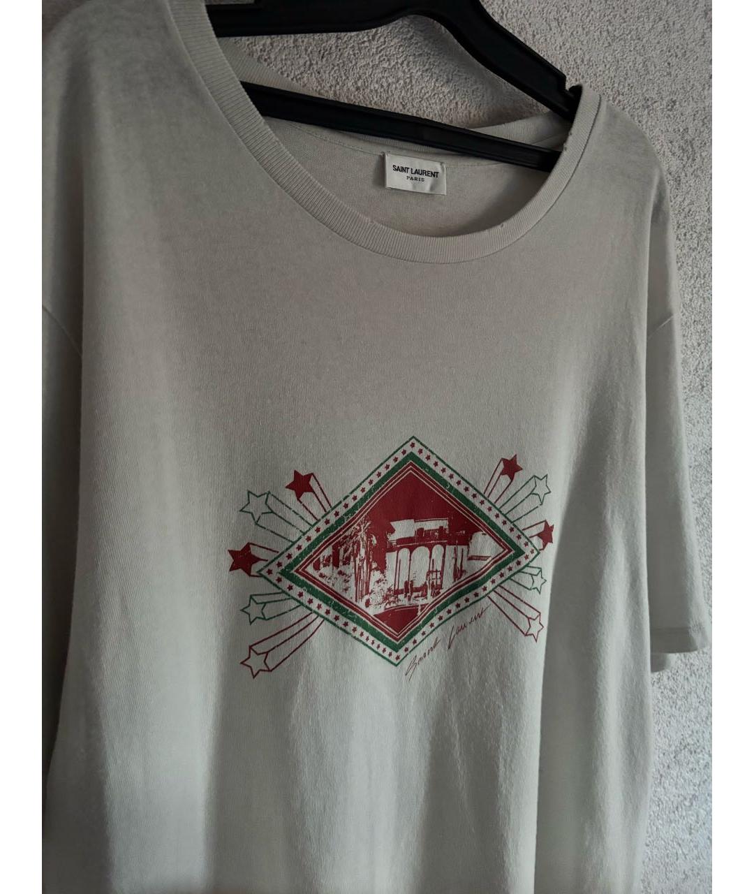 SAINT LAURENT Белая хлопковая футболка, фото 2