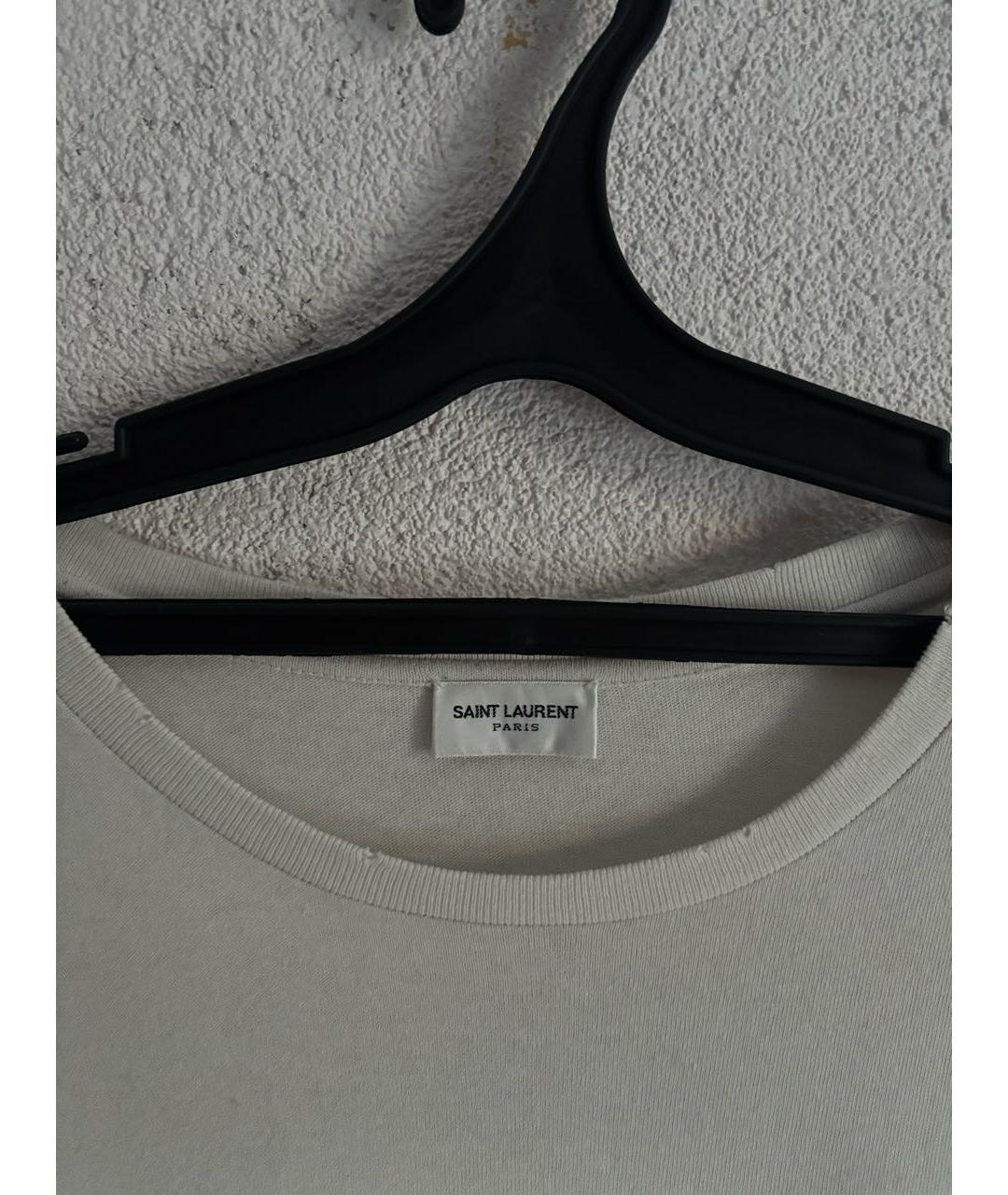 SAINT LAURENT Белая хлопковая футболка, фото 3