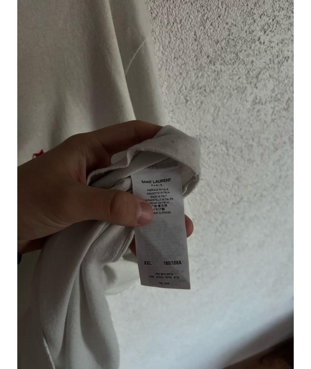 SAINT LAURENT Белая хлопковая футболка, фото 5