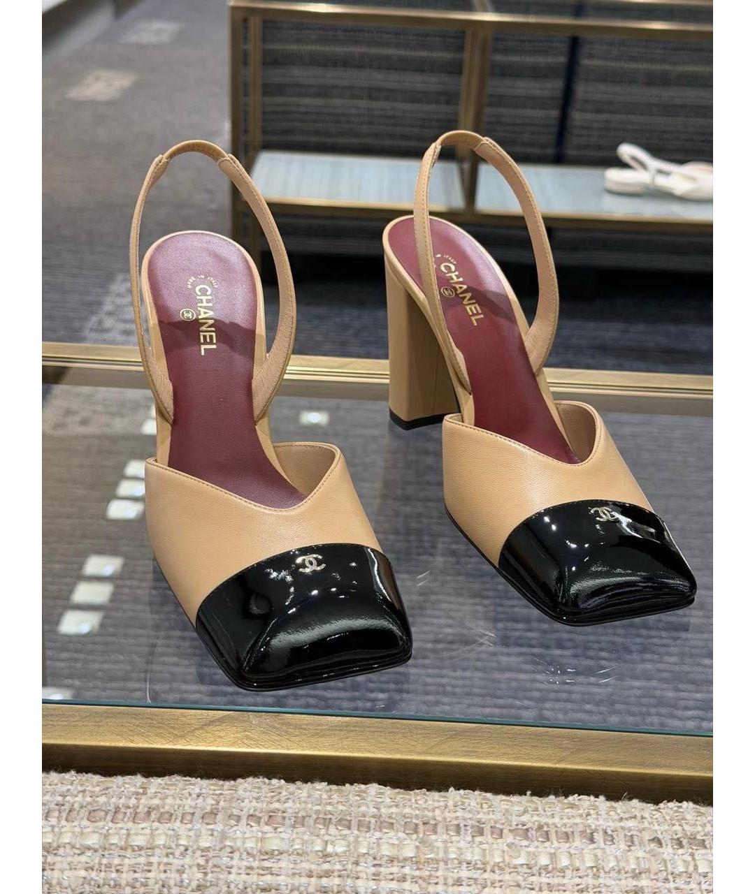 CHANEL Бежевые кожаные туфли, фото 2