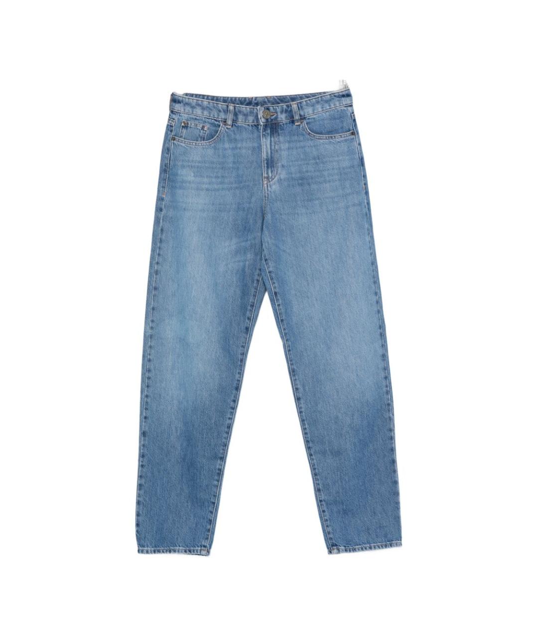 EMPORIO ARMANI Синие хлопковые прямые джинсы, фото 1