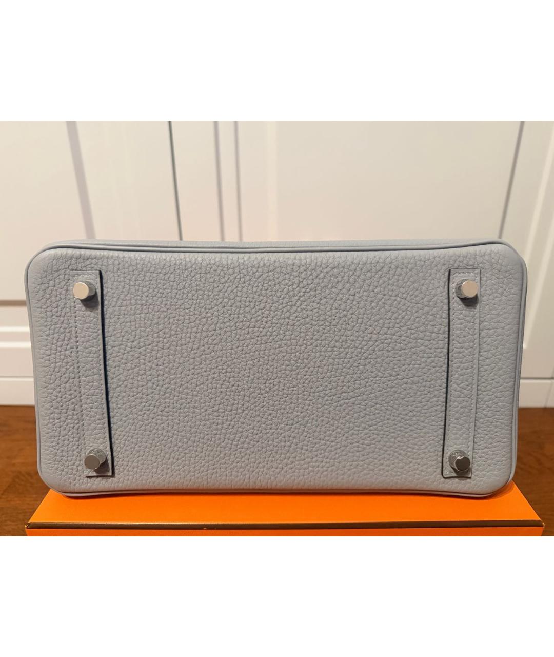 HERMES Серая кожаная сумка с короткими ручками, фото 5