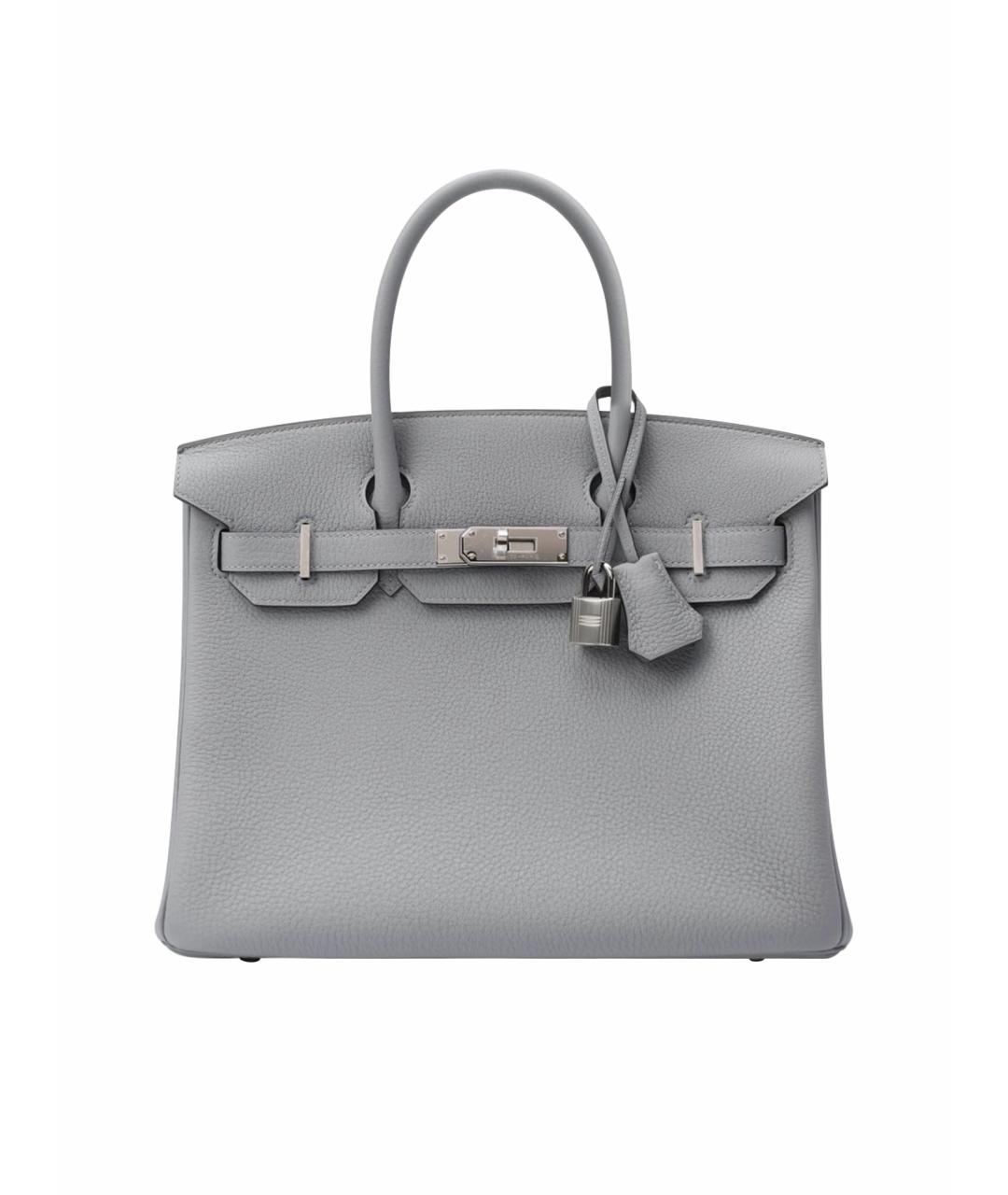 HERMES Серая кожаная сумка с короткими ручками, фото 1
