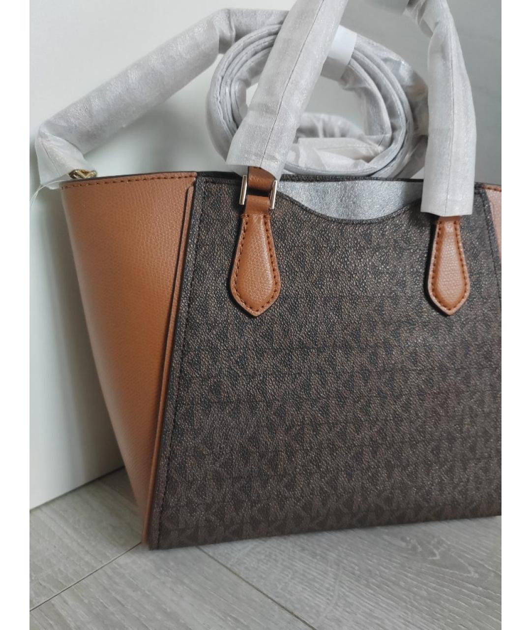 MICHAEL KORS Коричневая кожаная сумка тоут, фото 8