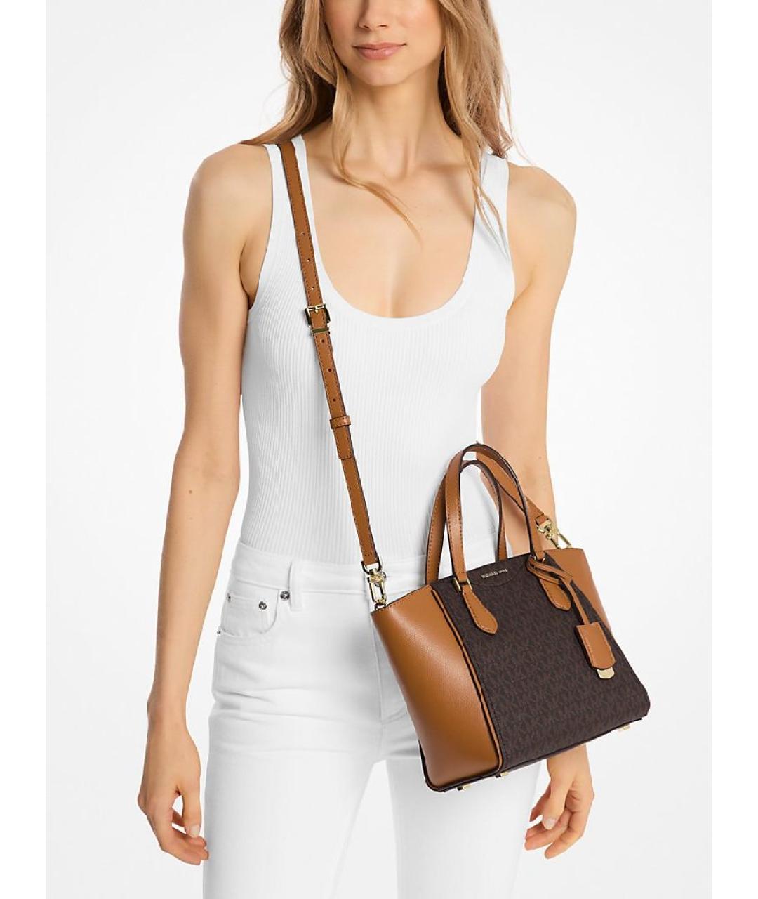 MICHAEL KORS Коричневая кожаная сумка тоут, фото 4