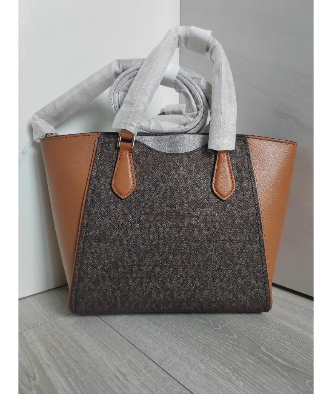 MICHAEL KORS Коричневая кожаная сумка тоут, фото 7