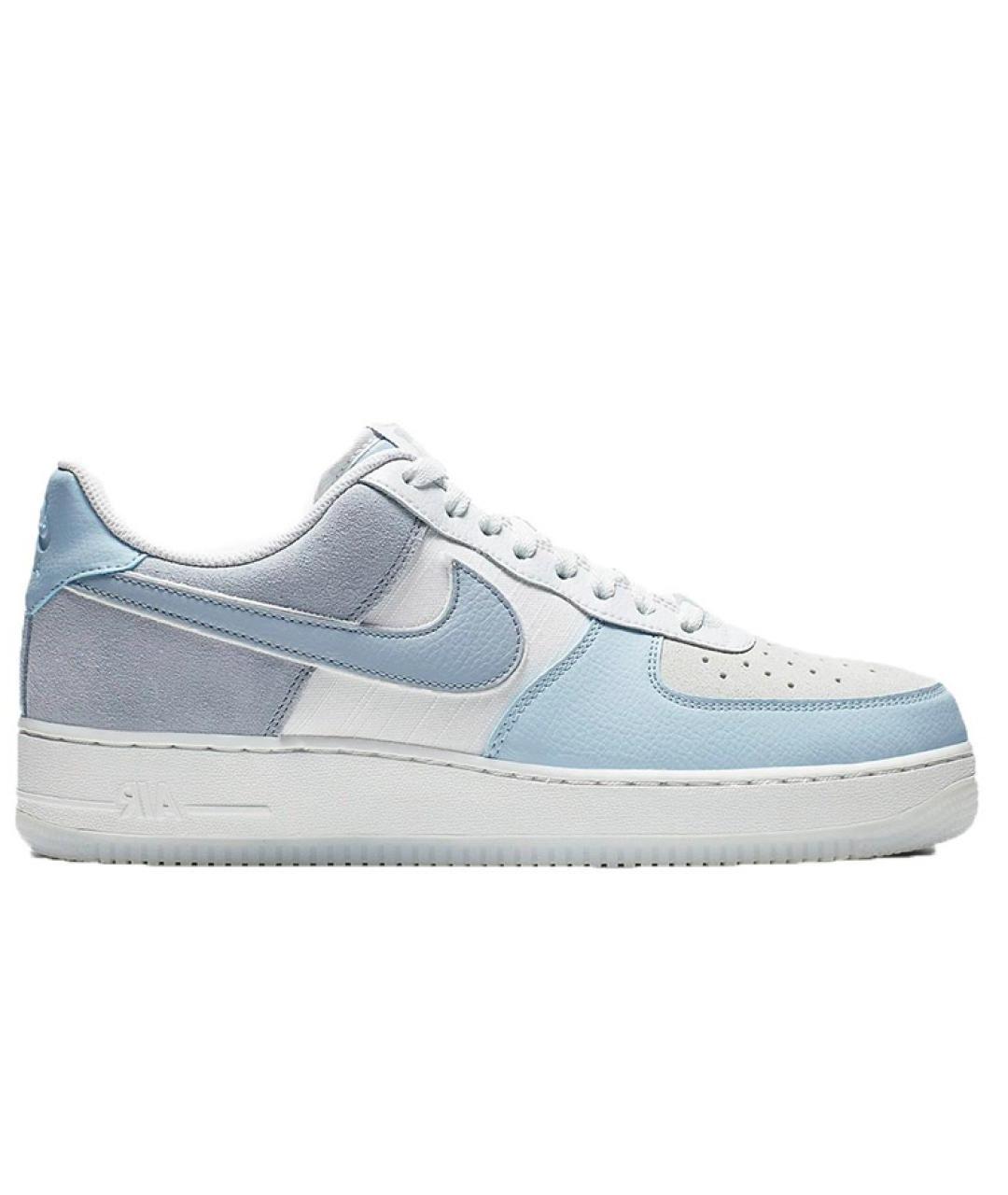 NIKE Голубые кожаные низкие кроссовки / кеды, фото 1