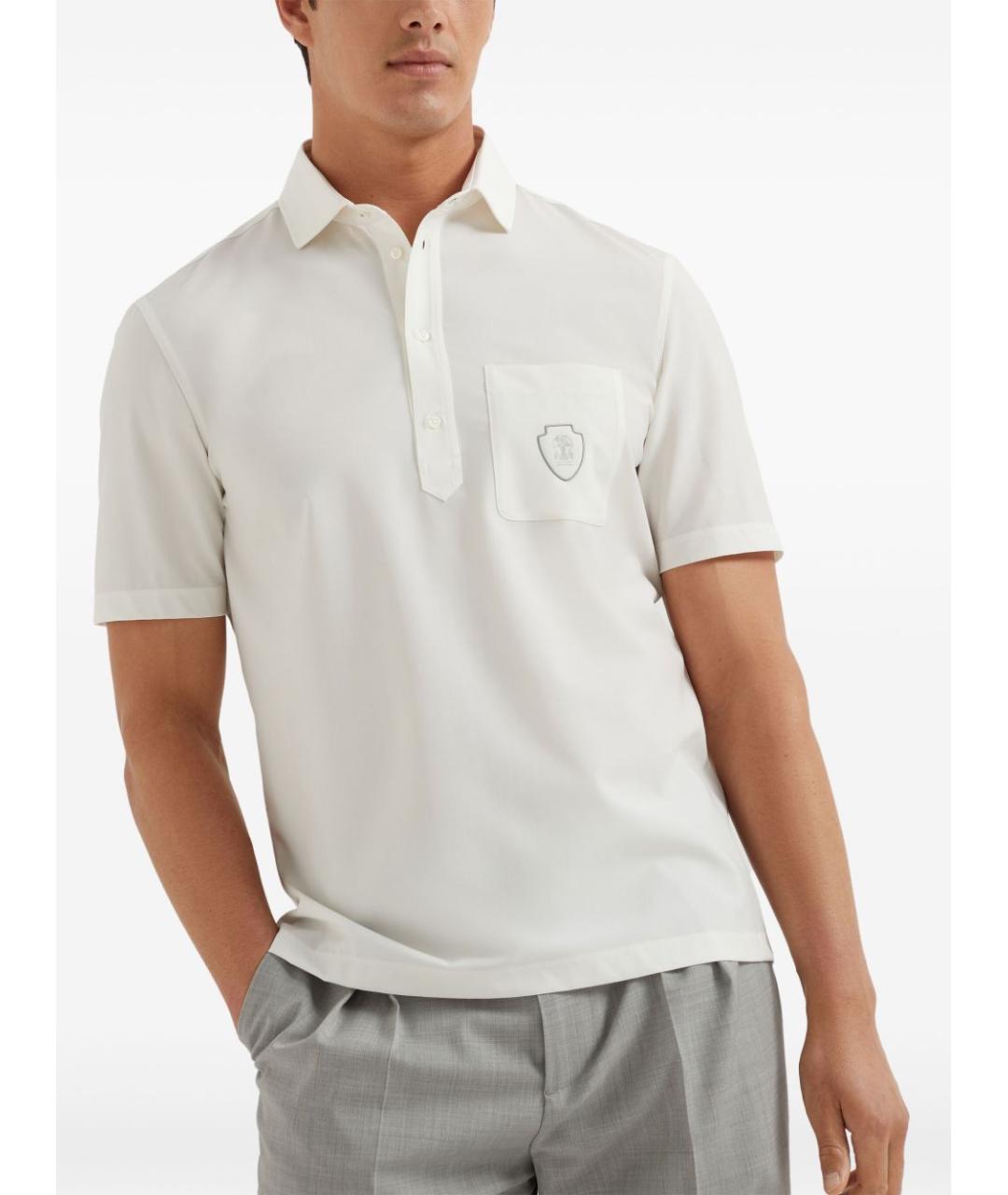 BRUNELLO CUCINELLI Белое поло с коротким рукавом, фото 4