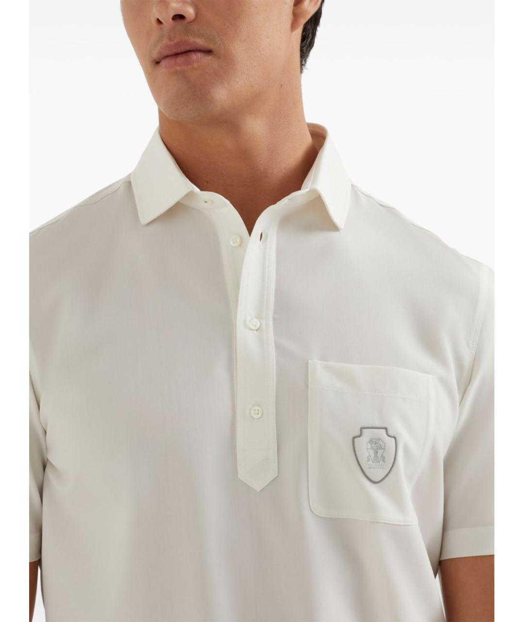 BRUNELLO CUCINELLI Белое поло с коротким рукавом, фото 2