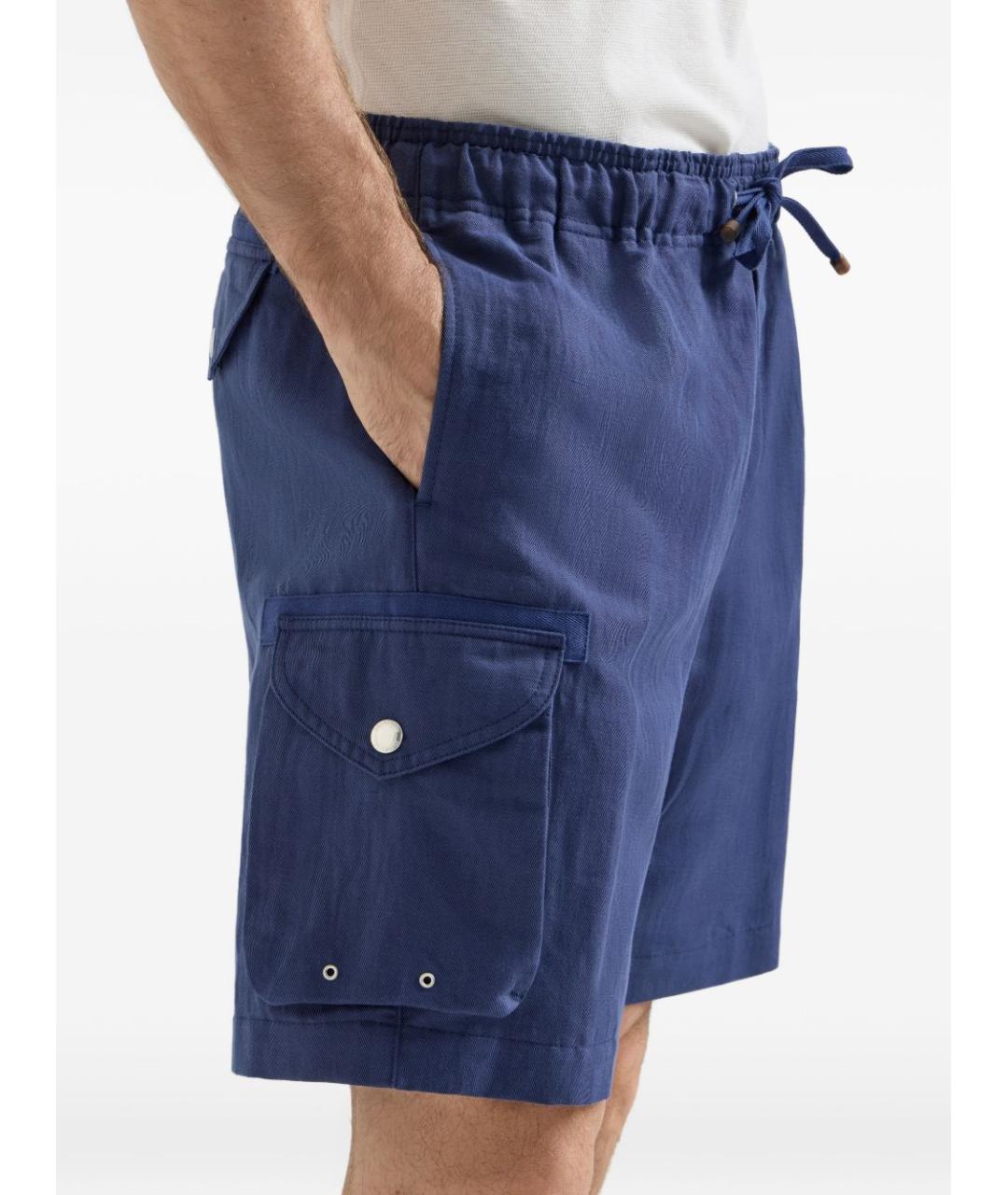 BRUNELLO CUCINELLI Синие хлопковые шорты, фото 2