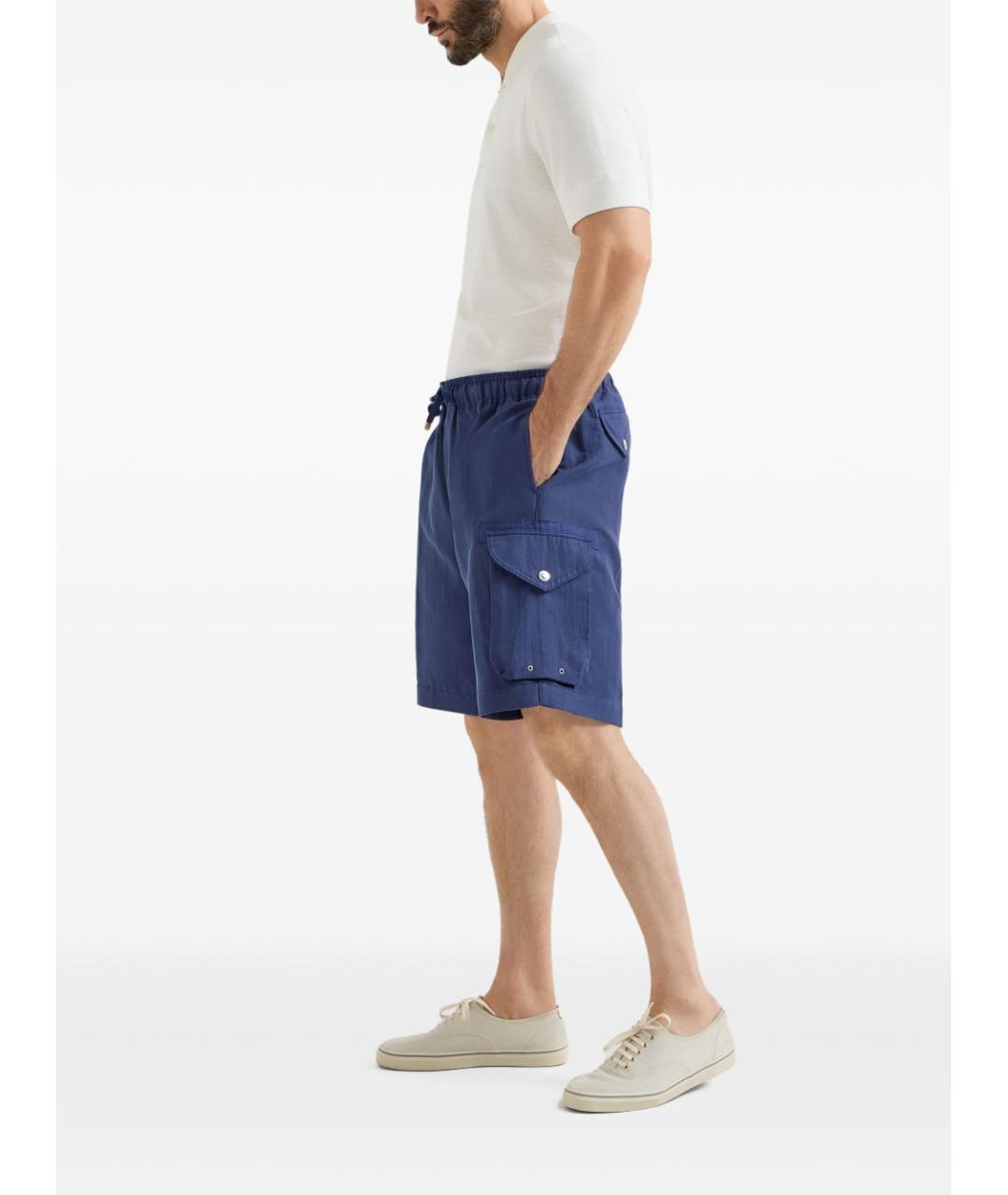 BRUNELLO CUCINELLI Синие хлопковые шорты, фото 4