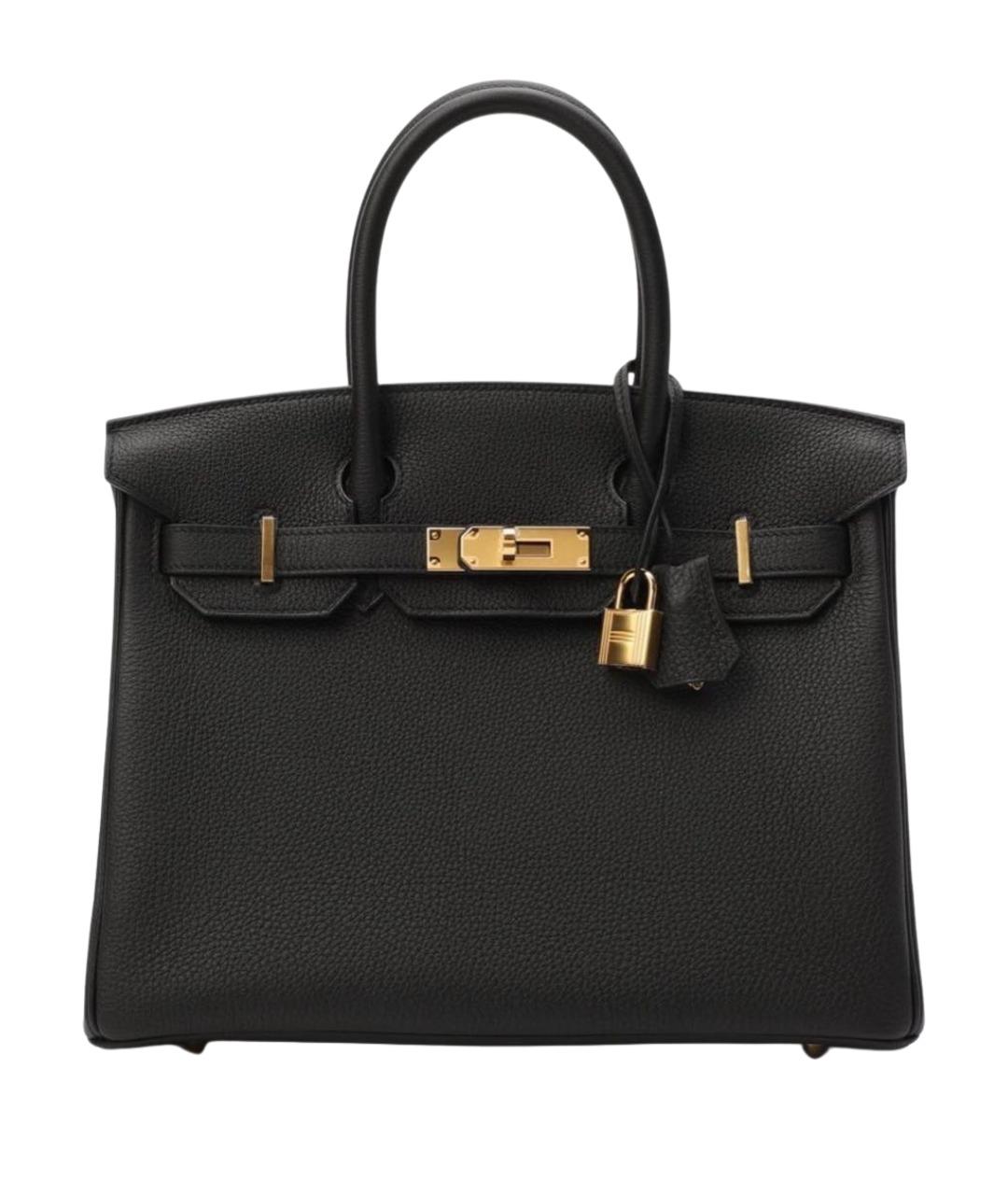 HERMES Черная кожаная сумка с короткими ручками, фото 1
