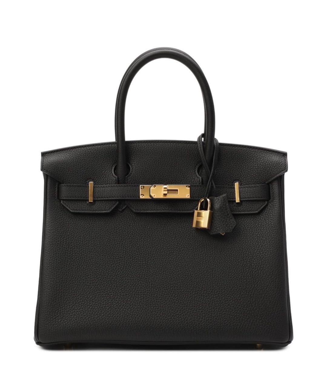 HERMES Черная кожаная сумка с короткими ручками, фото 4