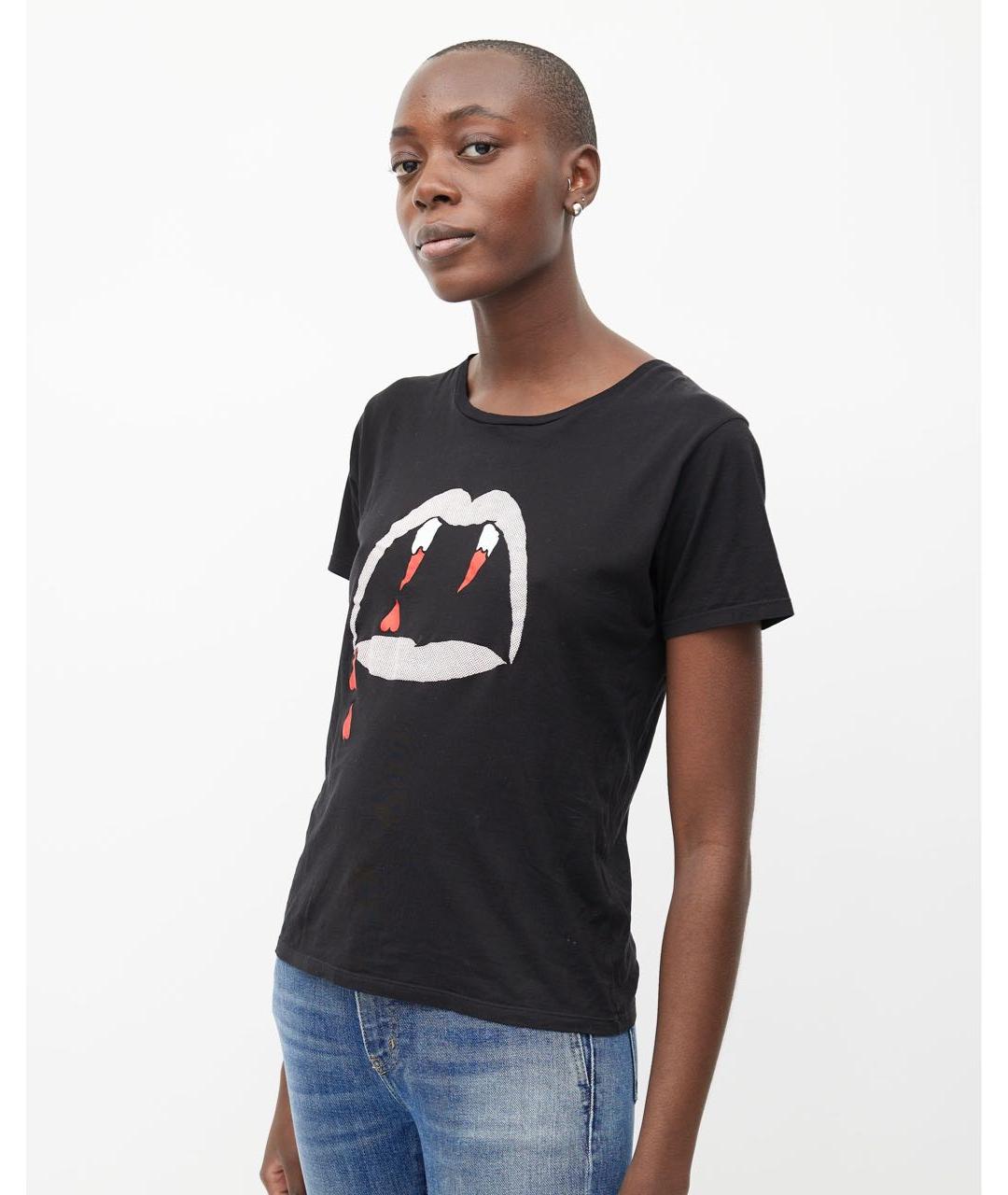 SAINT LAURENT Черная хлопковая футболка, фото 5