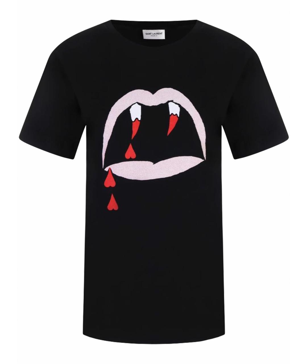 SAINT LAURENT Черная хлопковая футболка, фото 1