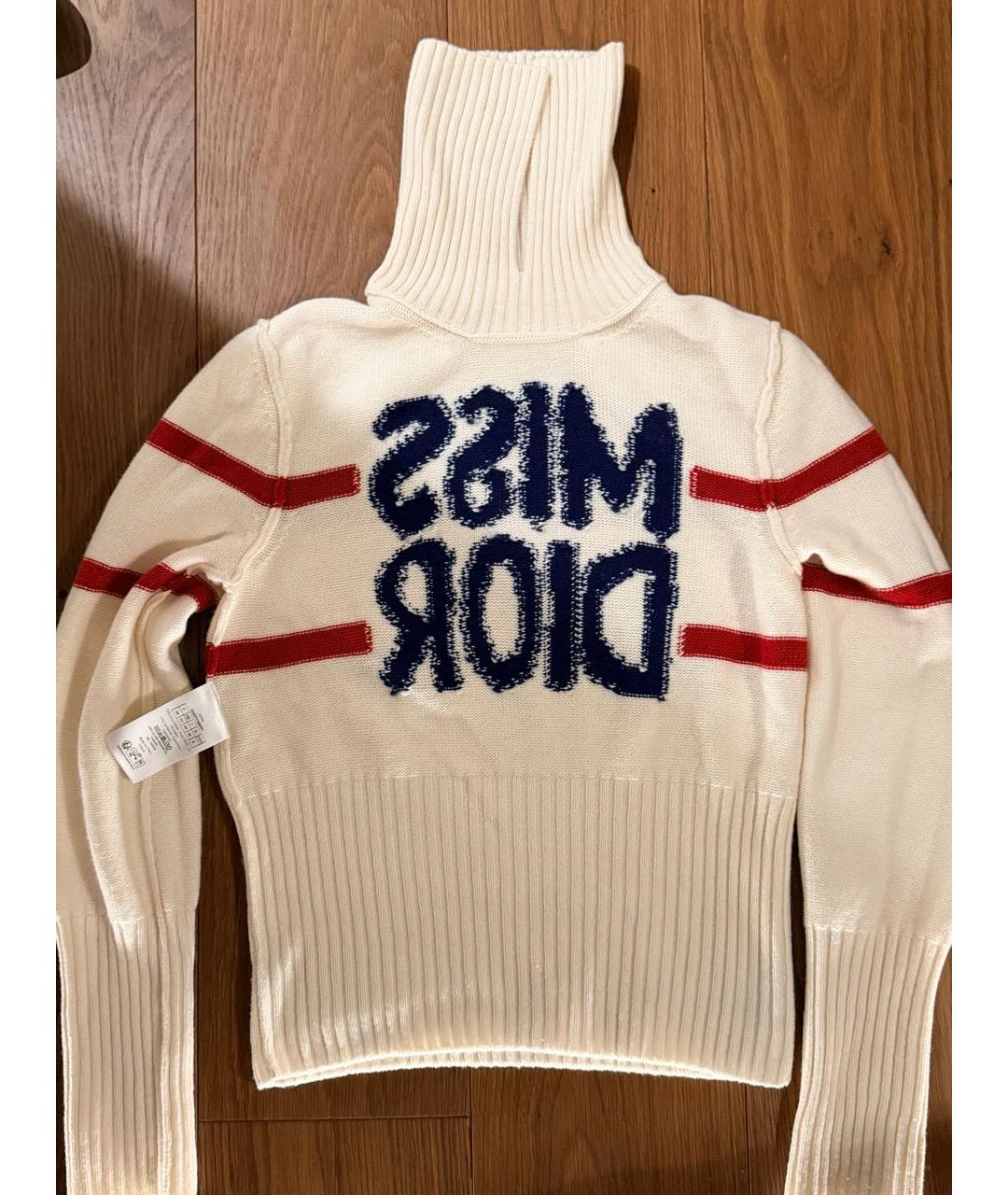 CHRISTIAN DIOR Бежевый шерстяной джемпер / свитер, фото 4