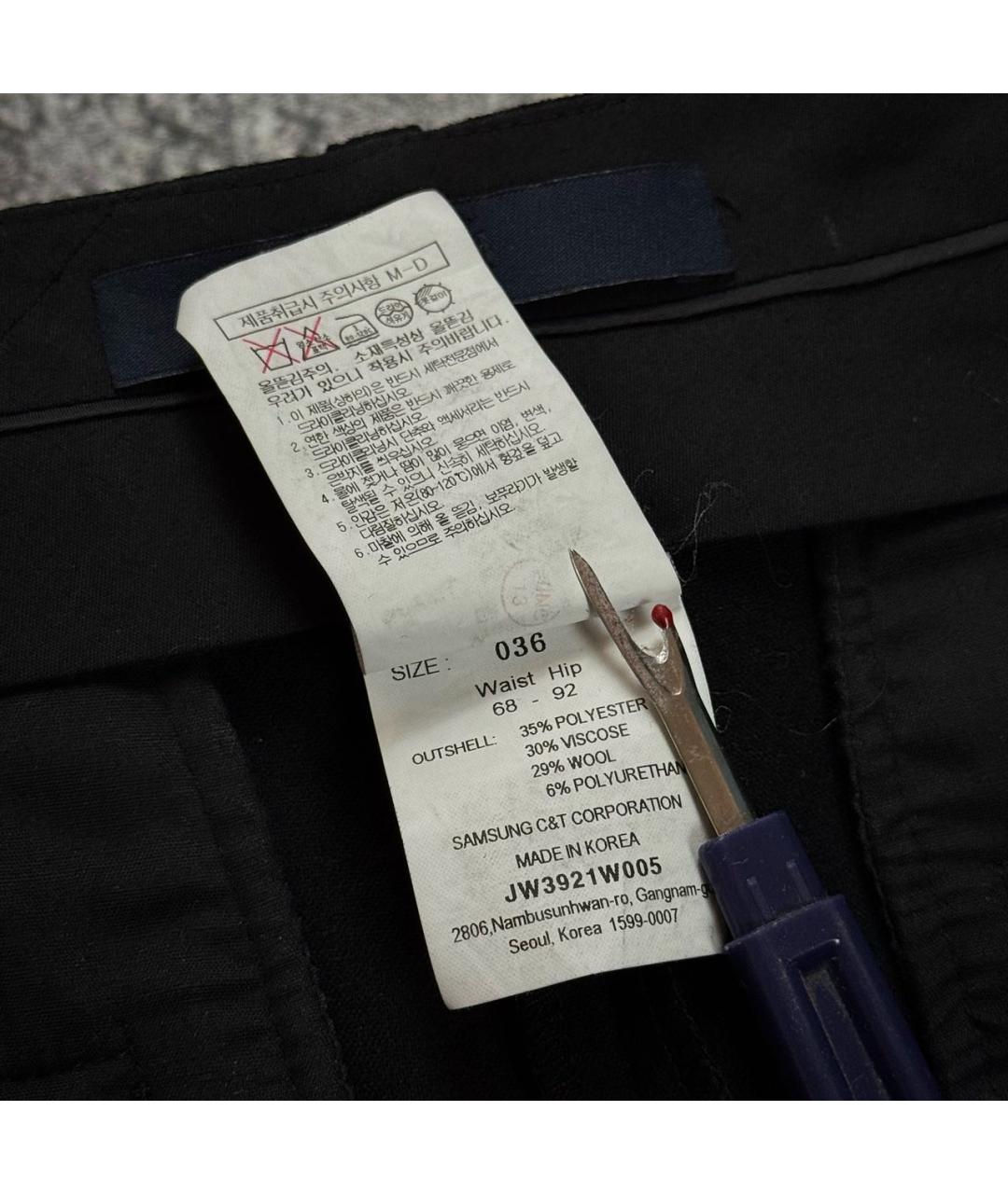 JUUN.J Черные шерстяные прямые брюки, фото 5