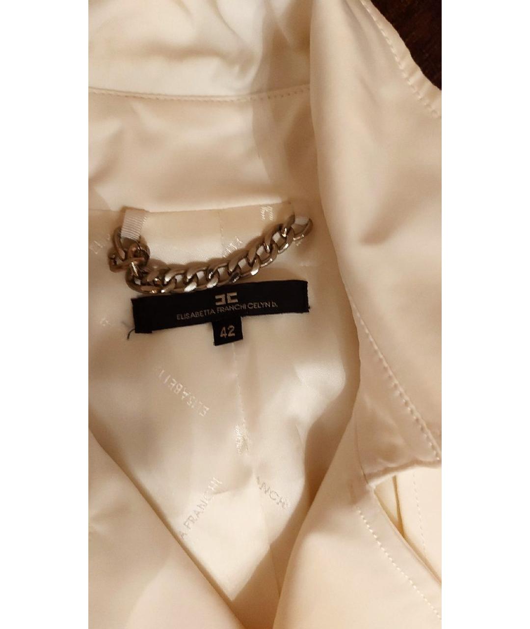 ELISABETTA FRANCHI Белый полиэстеровый тренч/плащ, фото 4