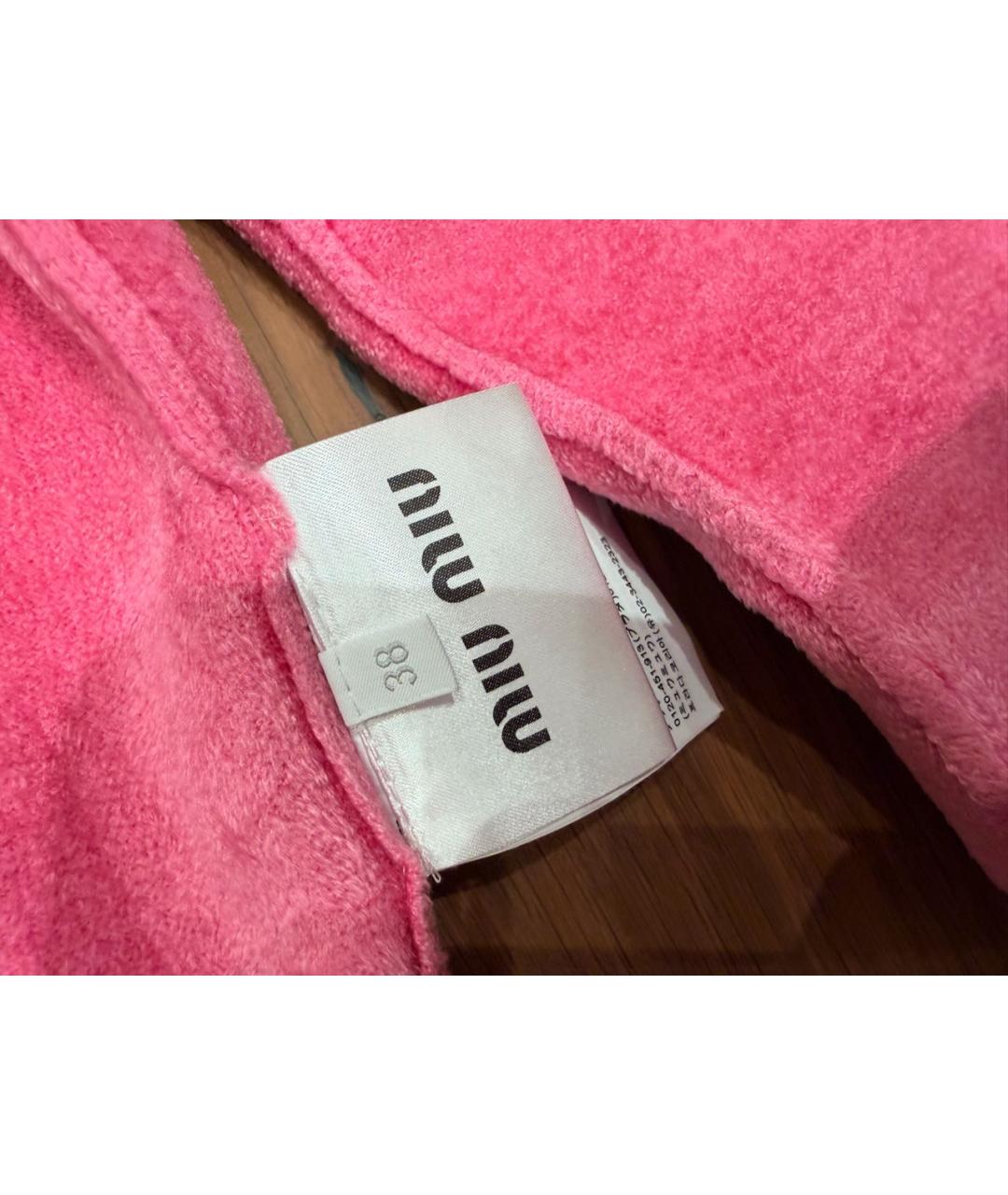MIU MIU Розовый велюровый кардиган, фото 4