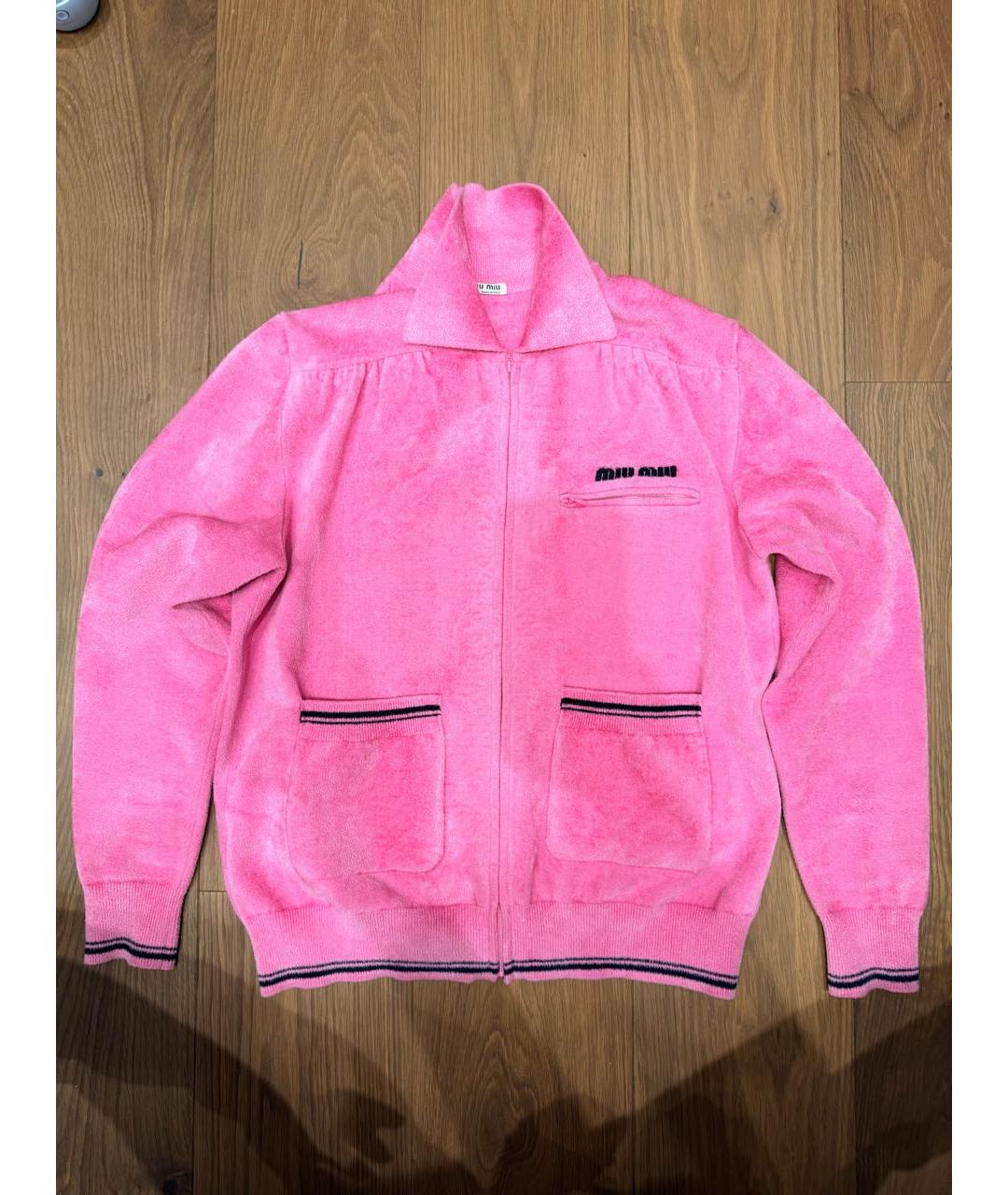 MIU MIU Розовый велюровый кардиган, фото 5