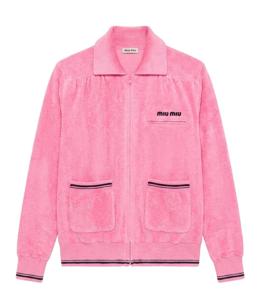 MIU MIU Розовый велюровый кардиган, фото 1