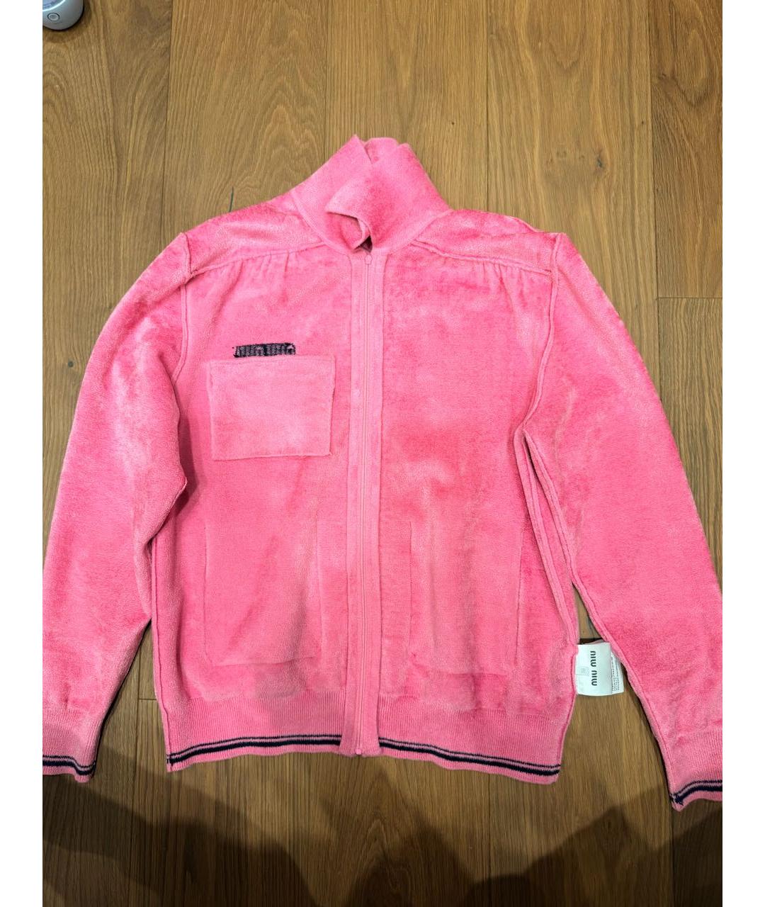 MIU MIU Розовый велюровый кардиган, фото 3