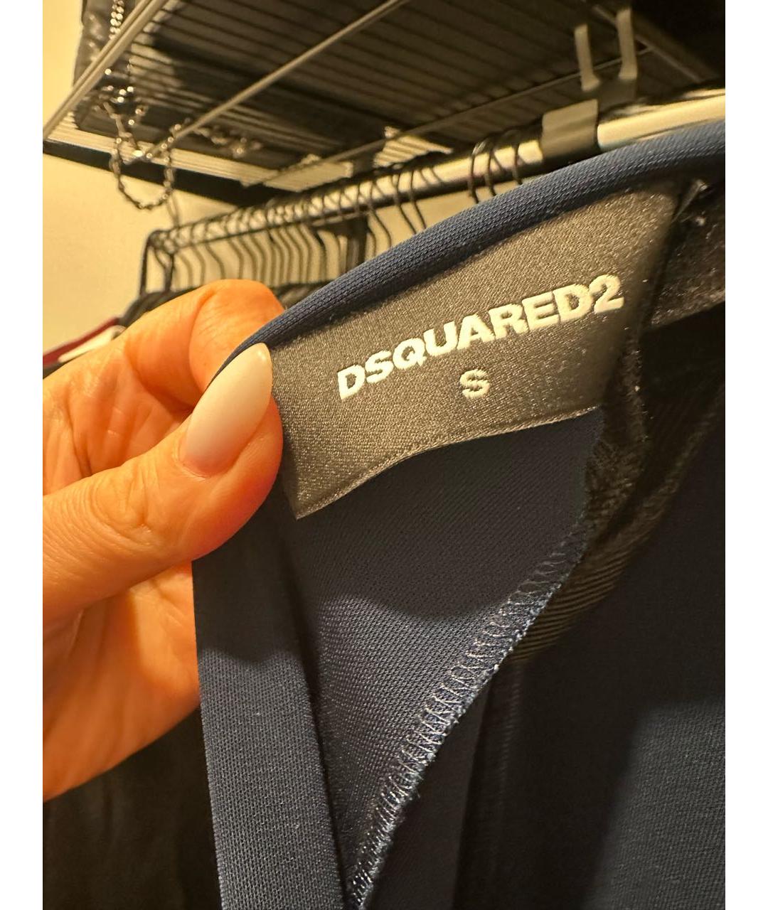 DSQUARED2 Темно-синее полиамидовое вечернее платье, фото 3